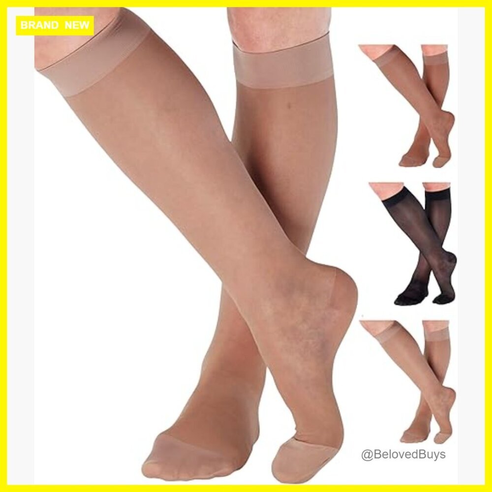 Sheer Compression Knee High Socks 20-30mmHg Medium Support Varicose Veins